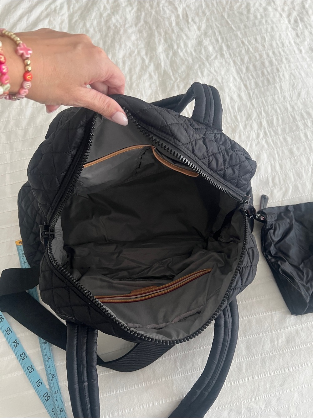 MZ Wallace Black Sutton Crossbody Shoulder Bag w/ luggage sleeve!! - Picture 7 of 9